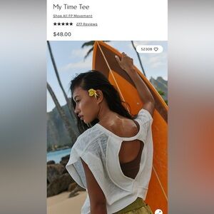 Free People “My Time” Tee (white, SMALL)